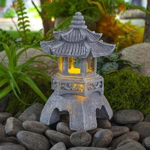 Chinois <span class=keywords><strong>Zen</strong></span> pierre pagode lumières solaires ornements de jardin extérieur pour cour balcon palais lanterne décor pour famille d'accueil japonais - Product Image 2