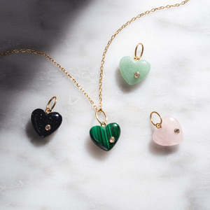 Mới 12 Sinh Nhật Đá Hình Trái Tim Màu Đỏ Màu Xanh Lá Cây Màu Hồng Màu Đen Đá Tự Nhiên Zircon Mặt Dây Chuyền Tự Làm Quyến Rũ Vòng Cổ Phụ Nữ Món Quà Đảng Ngày - Product Image 2