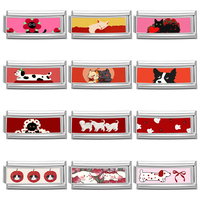 Bracelet à breloques italien en acier inoxydable, motif dessin animé mignon, à modules longs à assembler, bijou créatif multifonctionnel et charmant
