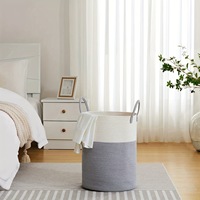 Panier à linge en corde de coton pas cher, pliable, avec poignées renforcées, lavable en machine, organiseur pour jouets et serviettes