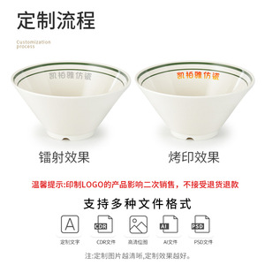 <b>Melamine</b> <b>Bowls</b> Conical Shape With Green And Brown Trim For Noodle Soup Rice Hot Pot Hotel Use - Product Image 4