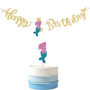 Bandierine Sospese a Tema Sirena per <span class=keywords><strong>Compleanno</strong></span>, Decorazioni Subacquee in Oro, <span class=keywords><strong>Rosa</strong></span> e Verde Acqua, Striscione Colorato - Product Image 5