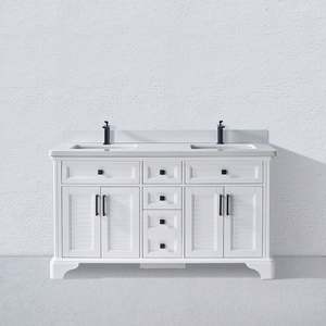 Meuble-lavabo de salle de bain en bois massif blanc classique, à poser au sol, étanche, vente chaude en Amérique du Nord - Product Image 3