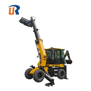 Desain baru teleskopik Boom traktor garpu pemuat ujung depan dan roda Backhoe pemuat traktor Mini Backhoe