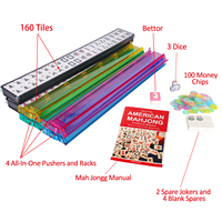 AIBILE Ensemble de Mahjong de Luxe Moderne et Durable à Motif Floral, 166 Tuiles Américaines avec Sac Souple Rouge, Supports et Poussoirs – Ensemble Complet