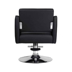 Silla de Barbero de Cuero PU Negra, Silla de Estilismo Hidráulica para Salón, Silla Giratoria Ajustable con Base Redonda de Metal - Product Image 4