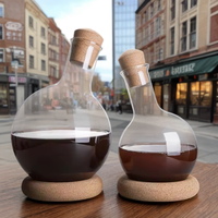 Carafe à vin créative en forme de gourde pour bars et fêtes à la maison, bouteille de whisky, ensemble de verres à vin avec socle en bois
