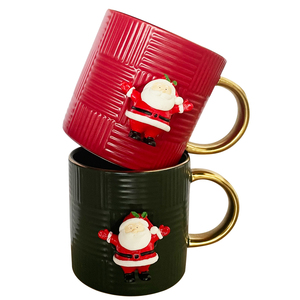 Taza de cerámica esmaltada de color, 15oz, regalos de Navidad, taza de leche de porcelana personalizada, vacaciones creativas, té, café, mango dorado - Product Image 6