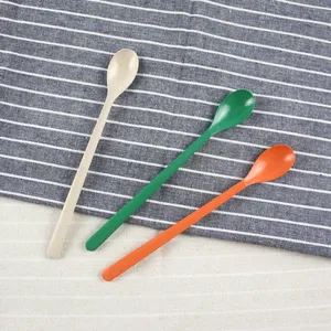 Eco Friendly Long Handle Corn Starch Bar Icecream Biodegradable Plastic Wheat Spoon