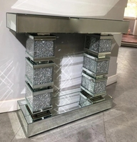 Table de salon avec miroir scintillant, Table de couloir en diamant écrasé, pour maison d'hôtel, offre spéciale, livraison gratuite
