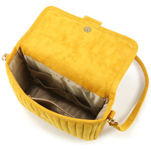 Bolso Bandolera Acolchado de Ante Amarillo de Moda 2025, Estilo Retro Minimalista, Moda Femenina para Combinar con Atuendos Casuales Diarios - Product Image 5