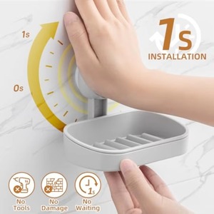 Soporte para Jabón con Ventosa para Ducha, Montaje en Pared, Autodrenante, Sin Perforaciones, Extraíble, para Jabón en Barra y Esponja, para Baño - Product Image 6