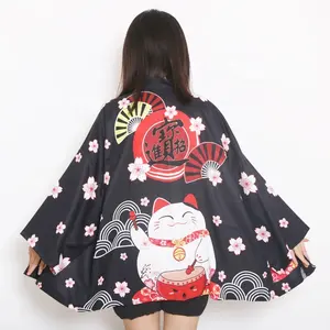 Heren En Dames Polyester Kimono Jas Traditionele Japanse Etnische Lange Yukata Met Boeddha Patroon Voor Volwassenen