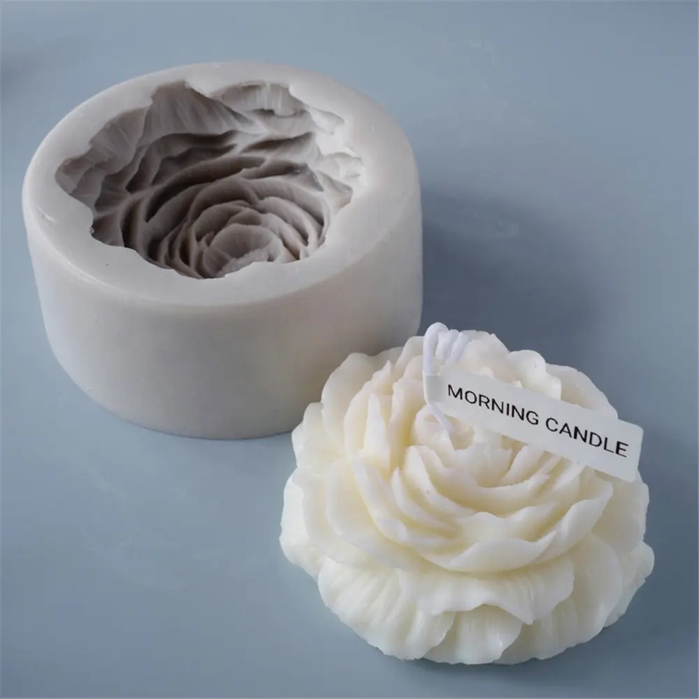 DM346 3D DIY Lotus Rose Flower Series Decoration Silicone Candle Molds Aromatherapy Gypsum Molde Resina Epoxi