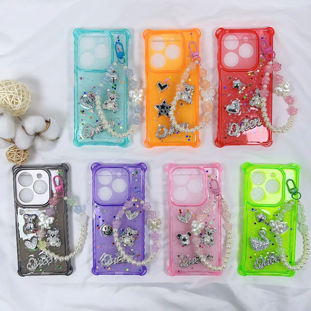 BAILI Factory Hot OEM ODM Transparent Custom Mobile Phone Cases Cover for TECNO POP 9 8 INFINIX SMART 10 9 with Wristband Chain