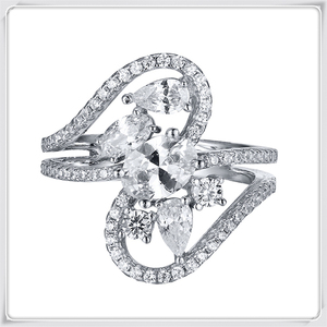 Anello Elegante XZY in <span class=keywords><strong>Argento</strong></span> 925 con Zirconi e Placcatura in Rodio per Feste e <span class=keywords><strong>Abiti</strong></span> alla Moda - Product Image 2