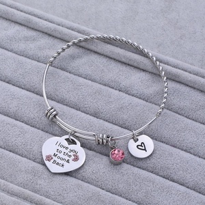 Giro brazalete pulsera de cristal Rosa te amo a <span class=keywords><strong>la</strong></span> <span class=keywords><strong>luna</strong></span> y <span class=keywords><strong>la</strong></span> espalda pulsera en acero inoxidable pulsera - Product Image 3