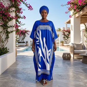 Nouvelle Robe Longue Décontractée Ample à Rayures et Col en V pour Femme Africaine, en Tissu Mélangé Élastique Teint en Fil, Manches Chauve-Souris, Collection Printemps 2026, Meilleure Vente - Product Image 4