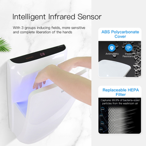 Nuovo Design asciuga mani commerciale a parete ABS sensore automatico in plastica 1800W elettrico verticale asciugamani per bagno - Product Image 2