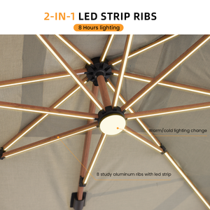 <span class=keywords><strong>Parasol</strong></span> <span class=keywords><strong>de</strong></span> terrasse déporté 3x3m 3x4m avec éclairage solaire et rotation à 360° – Vente en gros usine °   Rotatif - Product Image 5