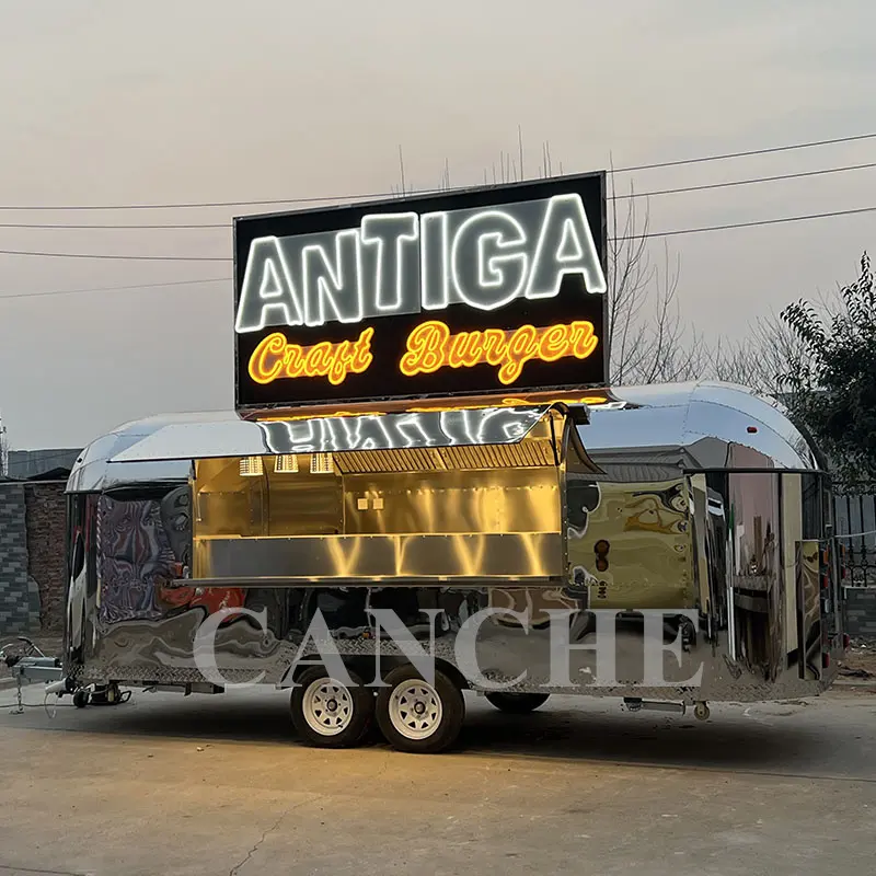 Mesin pemanggang asap truk makanan penjualan laris pasta makanan ringan Pabrik Jalan truk makanan murah