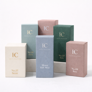 Boîte à parfum personnalisée imprimée, carton pliable avec finition douce au toucher et design à rabat pour la vente au détail et en gros - Product Image 1