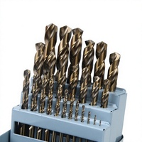 25 pièces de forets hélicoïdaux en acier HSS et HSS Cobalt métriques DIN338 avec emballage en boîte en fer, personnalisables OEM/ODM