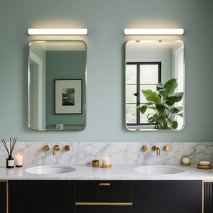 ไฟติดผนัง LED สแตนเลสสตีลทันสมัยสำหรับห้องน้ำ กระจกแต่งหน้า แสงวอร์มไวท์ 2700K ติดผนัง รับประกัน 3 ปี CRI 80 - Product Image 1