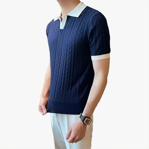 Polo à manches courtes en maille de soie glacée respirante et polyvalente, style mature pour homme, nouvelle collection estivale tendance - Product Image 2