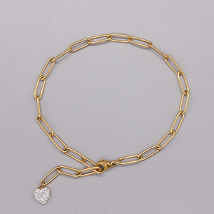 MICCI Mắt Xích Kẹp Giấy Trang Sức Chân Bán Sỉ Vòng Chân Quyến Rũ Hình Trái Tim Kim Cương Giả Kim Cương Thép Không Gỉ Mạ Vàng 18K - Product Image 5