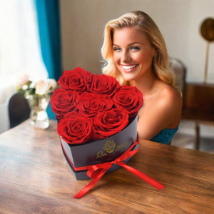 HFlora High Quality Handmade 7-Piece Eternal Preserved Rose Heart-Shaped Gift <strong>Box</strong> for Valentine's Day Graduation Christmas-Small - Product Image 3