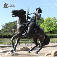 Estatua de Caballero Montado a Caballo de Bronce Fundido a Tamaño Real TREVI |   Escultura de monumento de Guerrero de Caballería para Parque y Plaza Conmemorativa