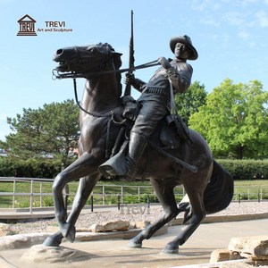 Estatua de Caballero Montado a Caballo de Bronce Fundido a Tamaño Real TREVI |   Escultura de monumento de Guerrero de Caballería para Parque y Plaza Conmemorativa - Product Image 2