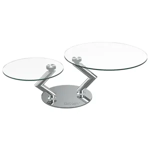 Table basse ronde en verre design original avec rotation en cercle complet 360