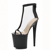 Chaussures à talons hauts de 20 cm pour travestis, plateforme, danse de strip-tease, fétiche gothique, costume de rituel complet, sexy, reine, grande taille, femme, bout ouvert, scène