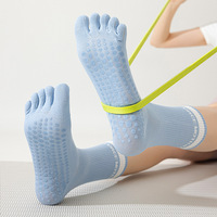 Chaussettes de yoga antidérapantes pour femmes, cinq doigts, en coton, respirantes, antibactériennes, à compression, pour le Pilates et la gym, OEM
