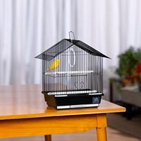 Cage à oiseaux de petite taille avec poignée, en métal et plastique, transporteur polyvalent pour la maison et les voyages, rangement facile, noir