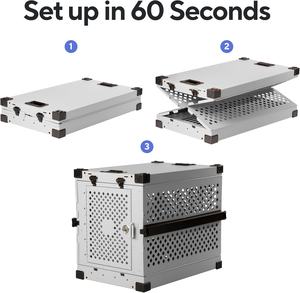 כלוב כלבים מתקפל ועמיד במיוחד, עשוי אלומיניום מצופה אבקה ידידותי לסביבה, מתאים לכלבים גדולים - Product Image 5