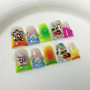 Hecho a mano 10 piezas nuevo 3D pato boca diseñador prensa-en acrílico <span class=keywords><strong>uñas</strong></span> al por mayor <span class=keywords><strong>uñas</strong></span> postizas para una fácil aplicación - Product Image 3