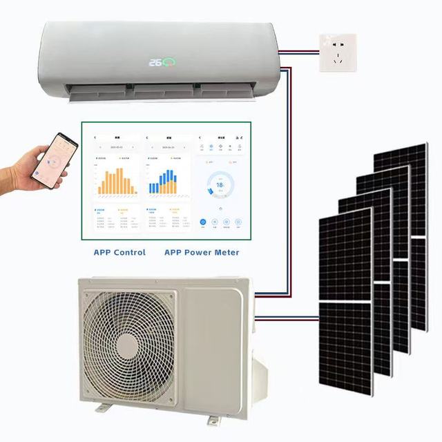 24000 BTU Solar Powered Hybrid Air Conditioner for School Office - High EER DC Solar AC Kit Solar Panel Bracket CE Certified