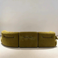 VONLIVA Canapé d'angle en velours chenille courbé vert moutarde de style italien, minimaliste, moderne et luxueux, de forme irrégulière, grand modèle