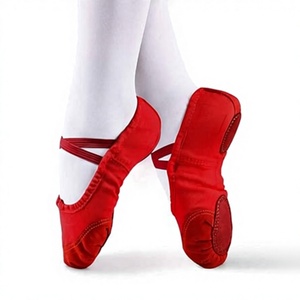 Chaussures de danse plates pour filles Baifa avec semelle en cuir véritable souple, dessus en cuir de vachette, toile en coton avec caoutchouc, MOQ le plus bas OEM ODM - Product Image 3