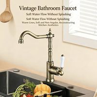 Robinet de cuisine rétro français classique européen en cuivre et argent, créatif, pour évier, avec eau chaude et froide, et cartouche céramique