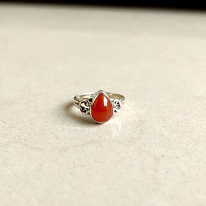 Anillo de Cornalina Natural, Plata de Ley 925, Hecho a Mano, con Cabujón en Forma de Lágrima, Gema Naranja, para Mujer, Joyería al por Mayor - Product Image 2