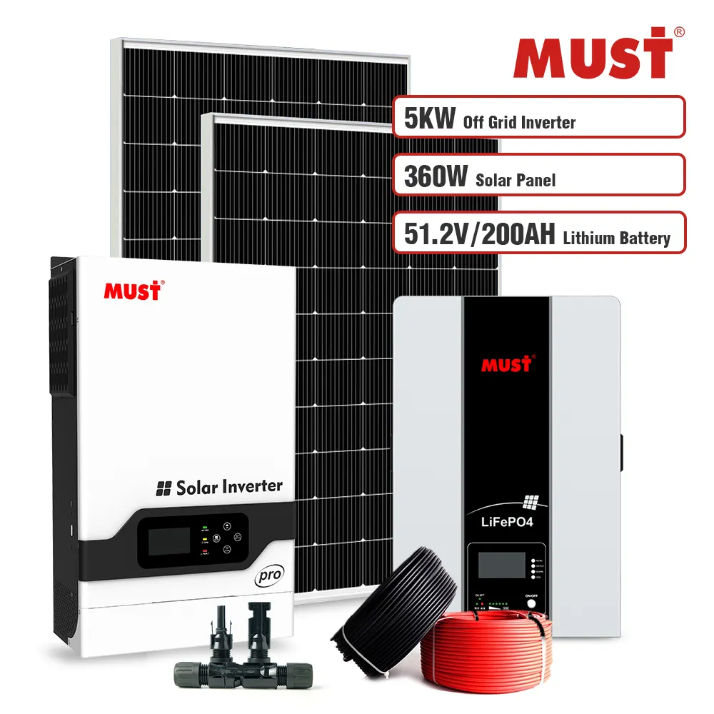 MUST PV18-5248 Pro inverter solare ibrido 5kw mppt 450v inverter solare online per sistema solare familiare