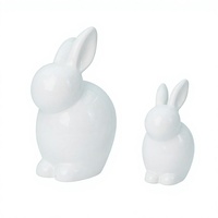 Ensemble de deux figurines de lapin en céramique blanche, statue d'animal décorative pour la maison, décoration de table de Pâques