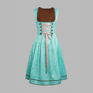Costume d'Oktoberfest <span class=keywords><strong>de</strong></span> Munich pour femmes, jupe allemande, chemisier bavarois gris, <span class=keywords><strong>tablier</strong></span> blanc, tenue traditionnelle festive - Product Image 3