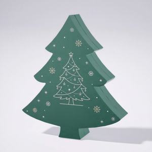 Boîte cadeau rigide en forme de sapin de Noël avec insert pour chocolats, emballage en carton recyclable pour cadeaux sucrés de Noël - Product Image 2