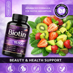 Uñas de biotina Cápsulas para el crecimiento del cabello Vitaminas y suplementos Hormona de crecimiento humano Sulfat Sin plátano Biotina Reparación OEM - Product Image 4