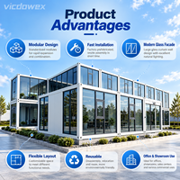 Bâtiment de bureau en conteneurs préfabriqués modernes avec mur-rideau en verre pour bureau de projet et usage commercial VICDOWEX